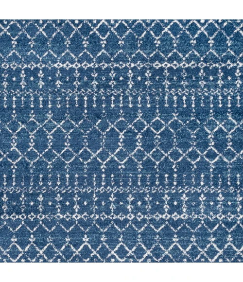 Moroccan HYPE Boho Vintage Diamond Blue/White 5' Square Area Rug
