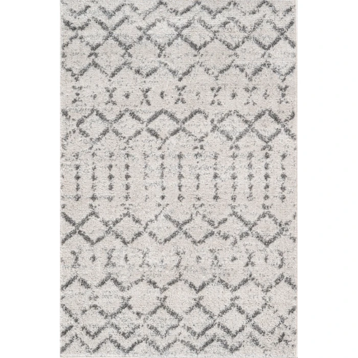 Moroccan HYPE Boho Vintage Diamond Cream/Gray 2 ft. x 3 ft. Area Rug