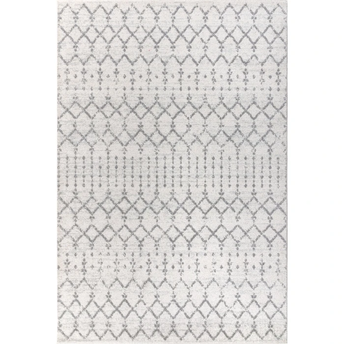 Moroccan HYPE Boho Vintage Diamond Cream/Gray 3 ft. x 5 ft. Area Rug