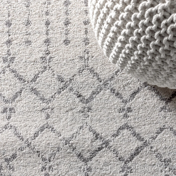 Moroccan HYPE Boho Vintage Diamond Cream/Gray 3 ft. x 5 ft. Area Rug