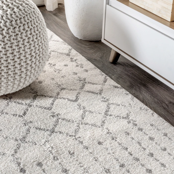 Moroccan HYPE Boho Vintage Diamond Cream/Gray 3 ft. x 5 ft. Area Rug