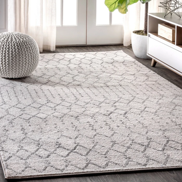 Moroccan HYPE Boho Vintage Diamond Cream/Gray 3 ft. x 5 ft. Area Rug