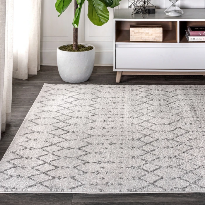 Moroccan HYPE Boho Vintage Diamond Cream/Gray 3 ft. x 5 ft. Area Rug
