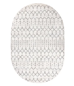 Jonathany Moroccan Hype MOH101B Cream/Gray Area Rug 3 ft. X 5 ft. Oval