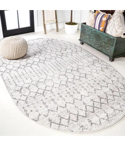 Jonathany Moroccan Hype MOH101B Cream/Gray Area Rug 3 ft. X 5 ft. Oval