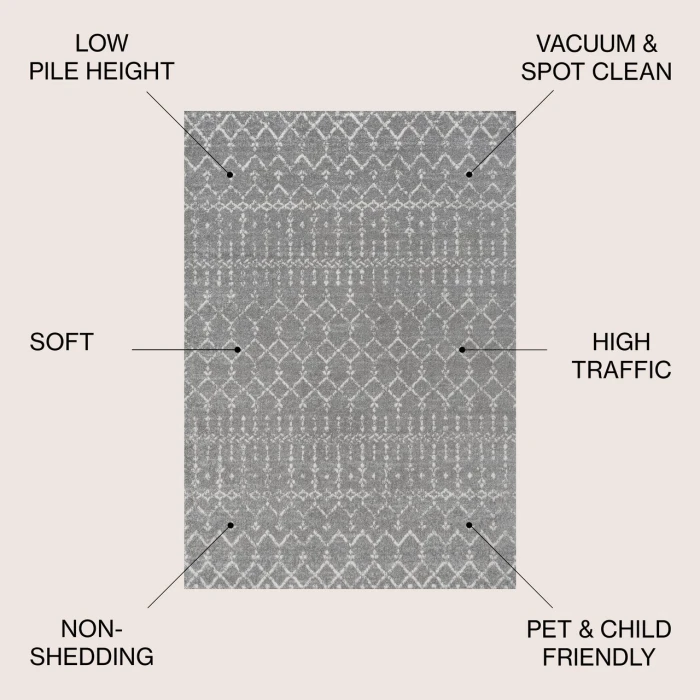 Jonathan Y MOROCCAN HYPE Gray MOH101C 9ft. X 12ft. Rect. Rug