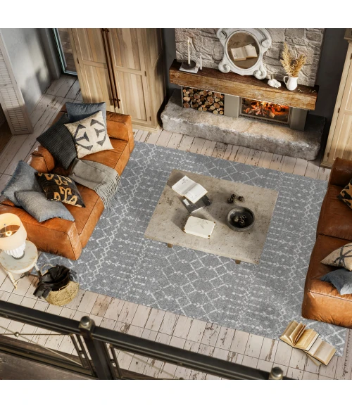 Moroccan HYPE Boho Vintage Diamond Gray/Ivory 3 ft. x 5 ft. Area Rug