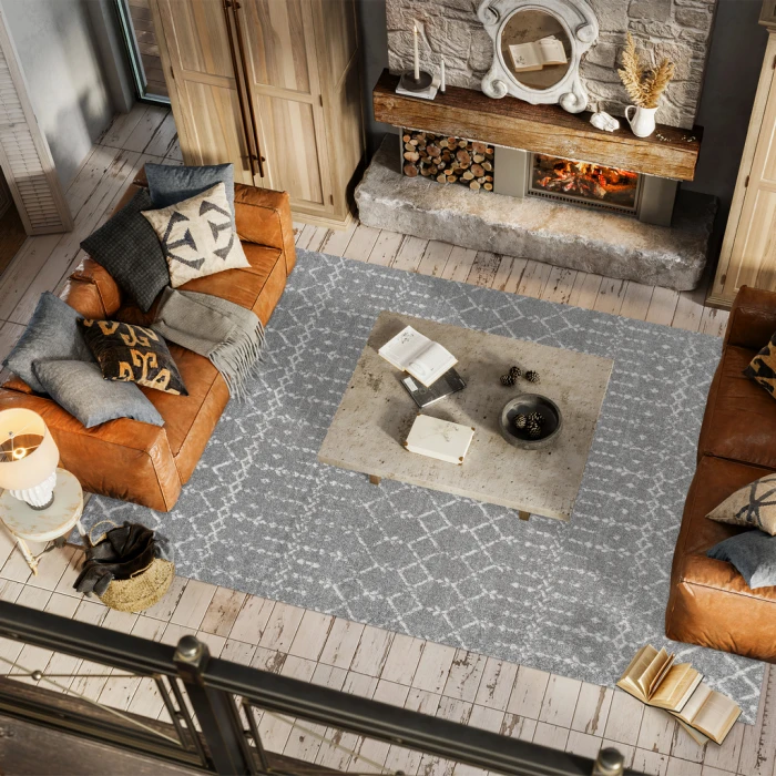 Moroccan HYPE Boho Vintage Diamond Gray/Ivory 3 ft. x 5 ft. Area Rug