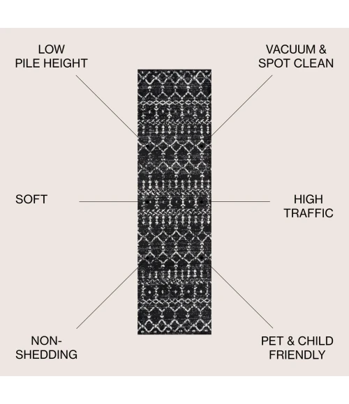 Jonathan Y MOROCCAN HYPE Black MOH101D 2ft. X 20ft. Rect. Rug