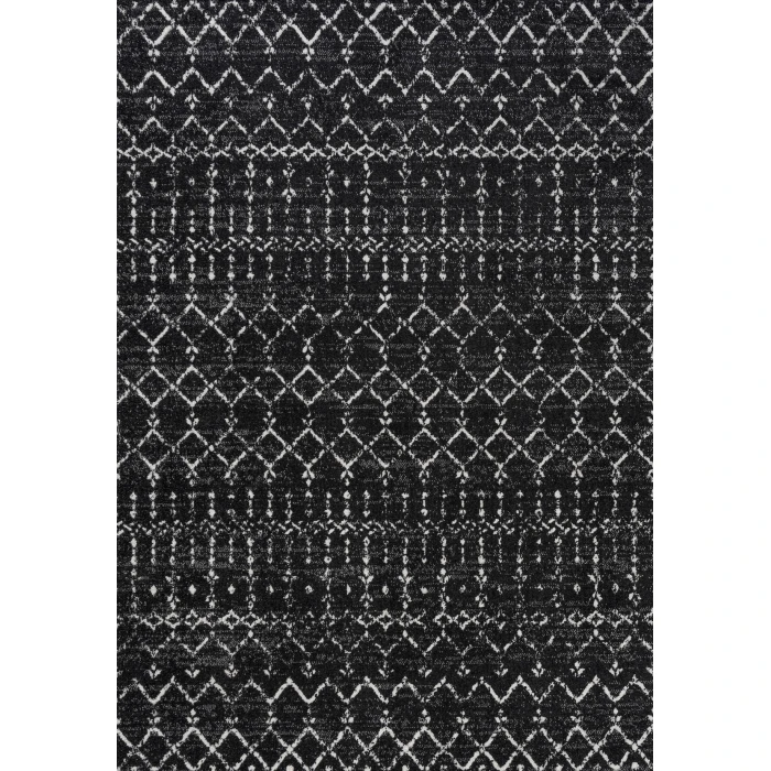 Moroccan HYPE Boho Vintage Diamond Black/Ivory 3 ft. x 5 ft. Area Rug