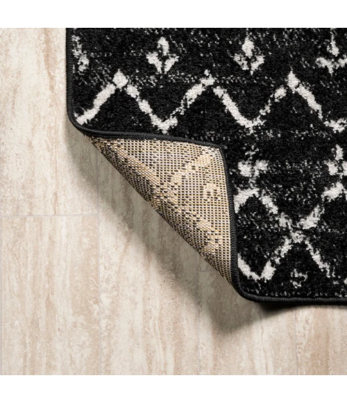Moroccan HYPE Boho Vintage Diamond Black/Ivory 2 ft. x 8 ft. Runner Rug