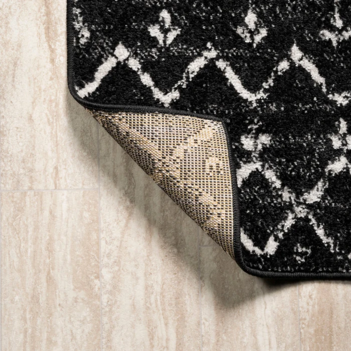 Moroccan HYPE Boho Vintage Diamond Black/Ivory 3 ft. x 5 ft. Area Rug