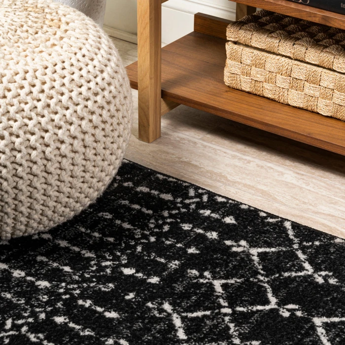 Moroccan HYPE Boho Vintage Diamond Black/Ivory 3 ft. x 5 ft. Area Rug