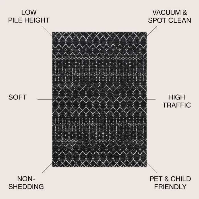 Jonathan Y MOROCCAN HYPE Black MOH101D 9ft. X 12ft. Rect. Rug