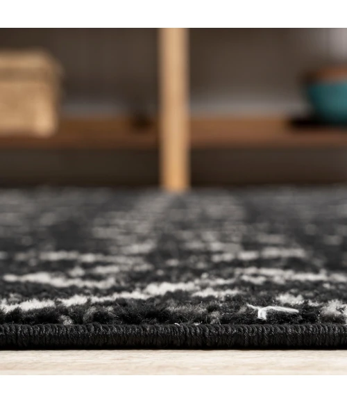 Moroccan HYPE Boho Vintage Diamond Black/Ivory 2 ft. x 8 ft. Runner Rug