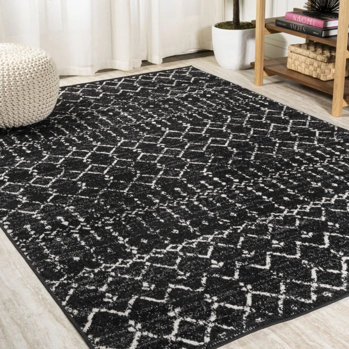 Moroccan HYPE Boho Vintage Diamond Black/Ivory 3 ft. x 5 ft. Area Rug