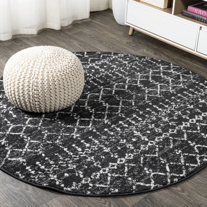 Jonathan Y MOROCCAN HYPE Black MOH101D 6ft. Round Rug