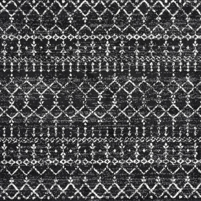Moroccan HYPE Boho Vintage Diamond Black/Ivory 5' Square Area Rug