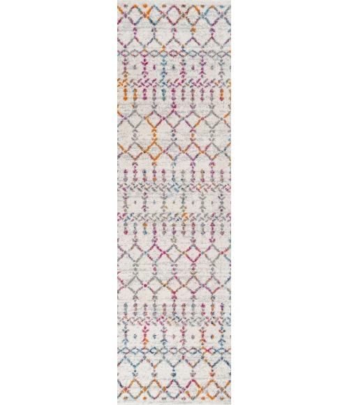 Moroccan HYPE Boho Vintage Diamond Ivory/Multi 2 ft. x 8 ft. Runner Rug