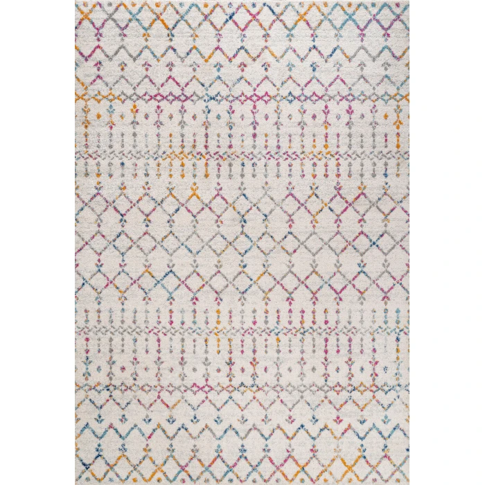Moroccan HYPE Boho Vintage Diamond Ivory/Multi 3 ft. x 5 ft. Area Rug