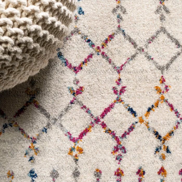Moroccan HYPE Boho Vintage Diamond Ivory/Multi 3 ft. x 5 ft. Area Rug