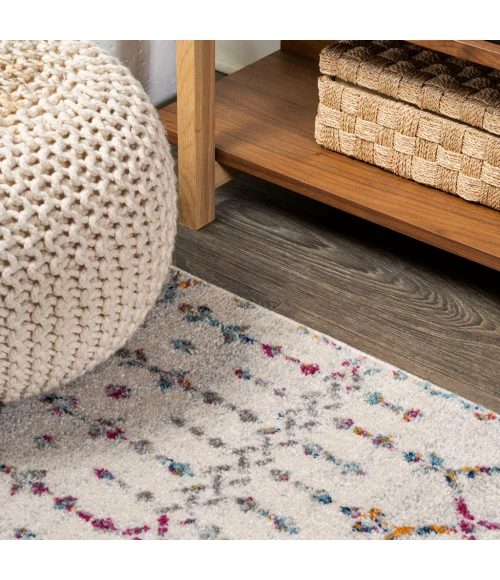 Moroccan HYPE Boho Vintage Diamond Ivory/Multi 5 ft. x 8 ft. Area Rug