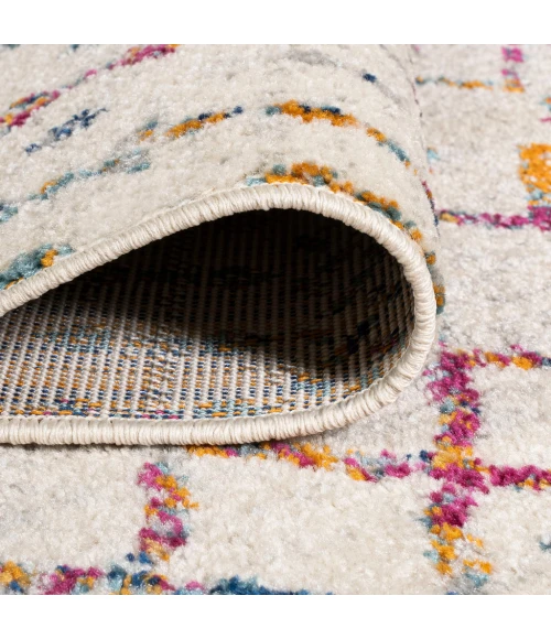 Moroccan HYPE Boho Vintage Diamond Ivory/Multi 2 ft. x 8 ft. Runner Rug