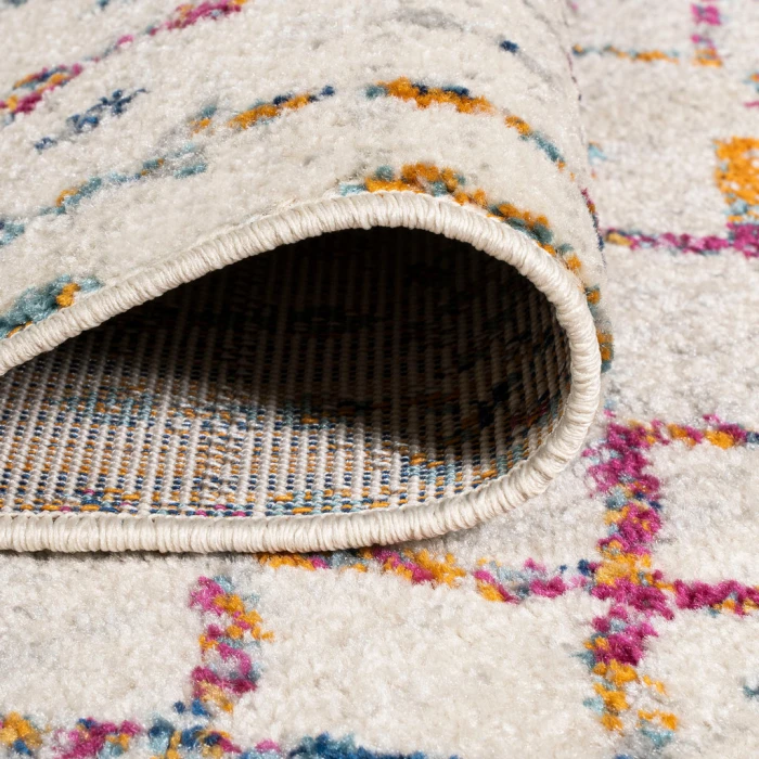 Moroccan HYPE Boho Vintage Diamond Ivory/Multi 2 ft. x 10 ft. Runner Rug
