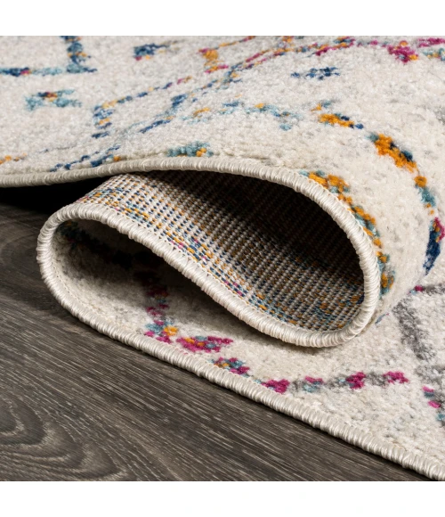 Moroccan HYPE Boho Vintage Diamond Ivory/Multi 2 ft. x 8 ft. Runner Rug