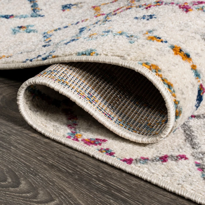 Moroccan HYPE Boho Vintage Diamond Ivory/Multi 2 ft. x 10 ft. Runner Rug