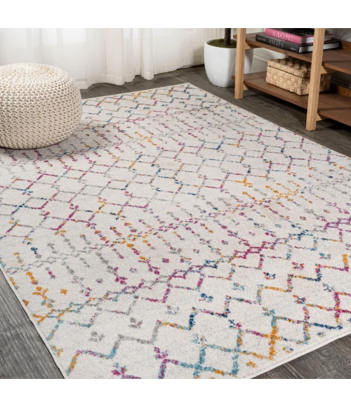 Moroccan HYPE Boho Vintage Diamond Ivory/Multi 5 ft. x 8 ft. Area Rug