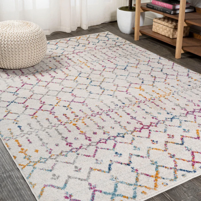 Moroccan HYPE Boho Vintage Diamond Ivory/Multi 3 ft. x 5 ft. Area Rug