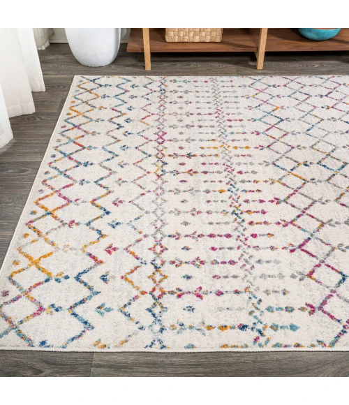 Moroccan HYPE Boho Vintage Diamond Ivory/Multi 5 ft. x 8 ft. Area Rug