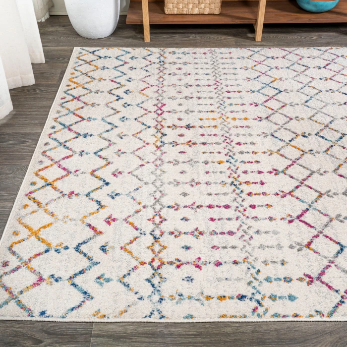 Moroccan HYPE Boho Vintage Diamond Ivory/Multi 3 ft. x 5 ft. Area Rug