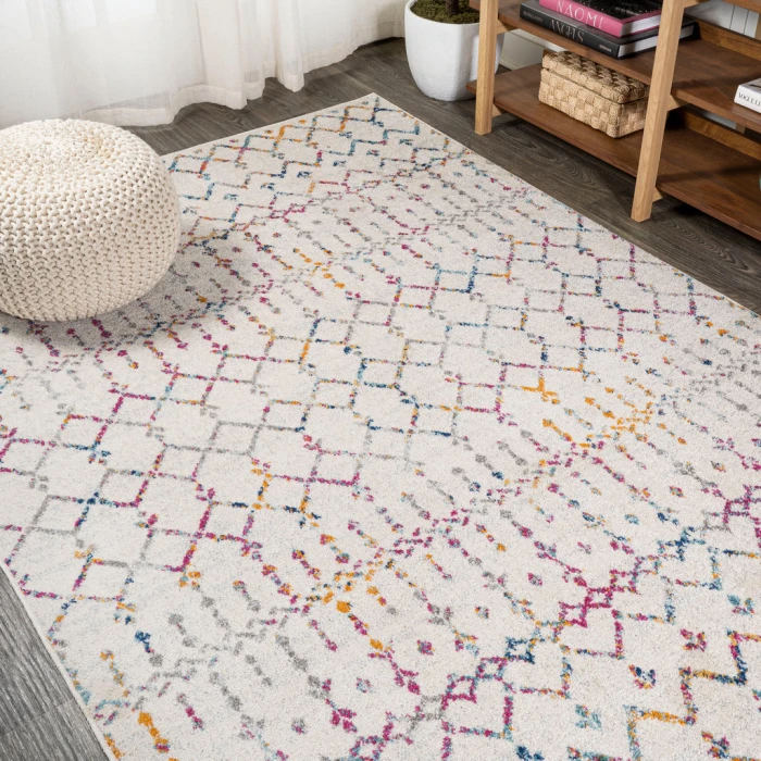 Moroccan HYPE Boho Vintage Diamond Ivory/Multi 3 ft. x 5 ft. Area Rug