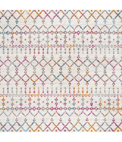 Moroccan HYPE Boho Vintage Diamond Ivory/Multi 5' Square Area Rug