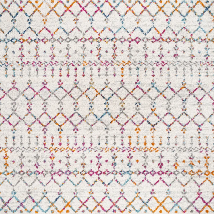 Moroccan HYPE Boho Vintage Diamond Ivory/Multi 5' Square Area Rug