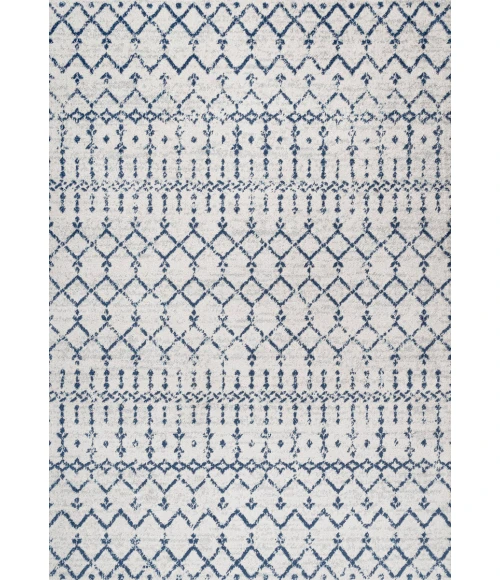 Moroccan HYPE Boho Vintage Diamond Cream/Navy 8 ft. x 10 ft. Area Rug