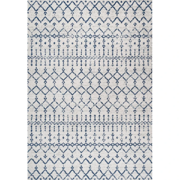 Moroccan HYPE Boho Vintage Diamond Cream/Navy 4 ft. x 6 ft. Area Rug