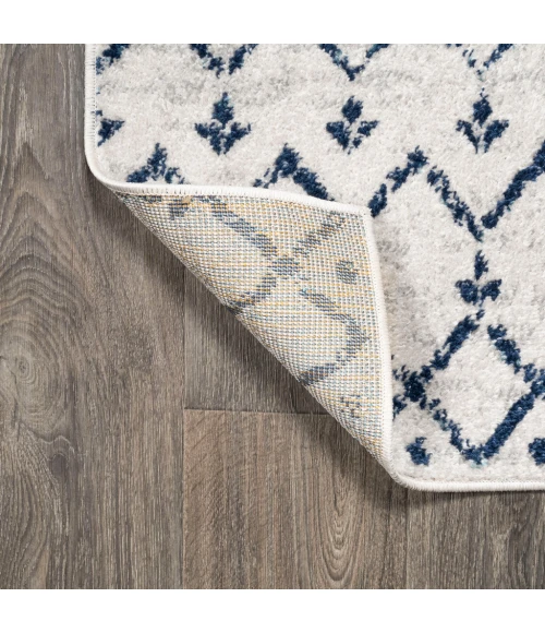 Moroccan HYPE Boho Vintage Diamond Cream/Navy 8 ft. x 10 ft. Area Rug