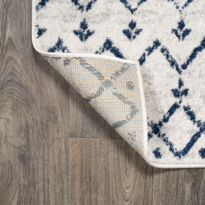 Moroccan HYPE Boho Vintage Diamond Cream/Navy 4 ft. x 6 ft. Area Rug