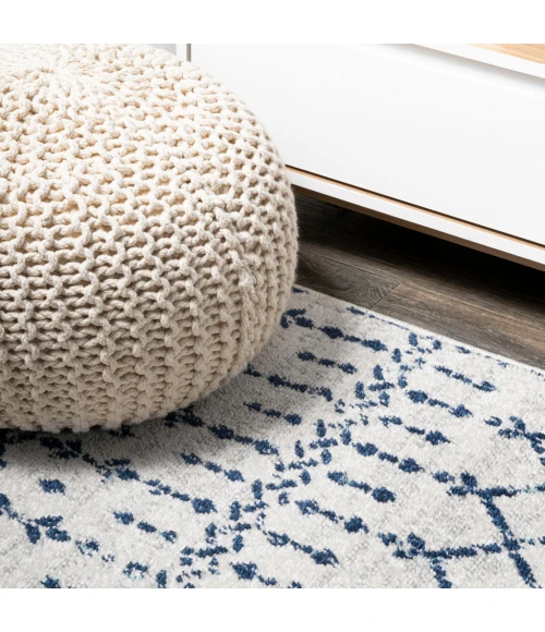 Moroccan HYPE Boho Vintage Diamond Cream/Navy 8 ft. x 10 ft. Area Rug