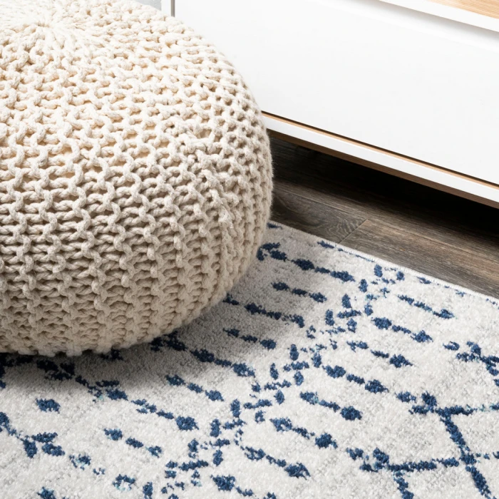 Moroccan HYPE Boho Vintage Diamond Cream/Navy 4 ft. x 6 ft. Area Rug