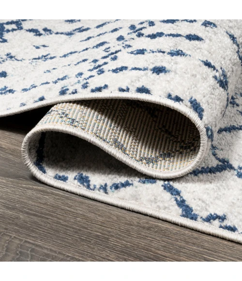 Moroccan HYPE Boho Vintage Diamond Cream/Navy 2 ft. x 8 ft. Runner Rug