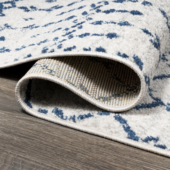 Moroccan HYPE Boho Vintage Diamond Cream/Navy 2 ft. x 8 ft. Runner Rug