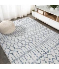 Moroccan HYPE Boho Vintage Diamond Cream/Navy 8 ft. x 10 ft. Area Rug
