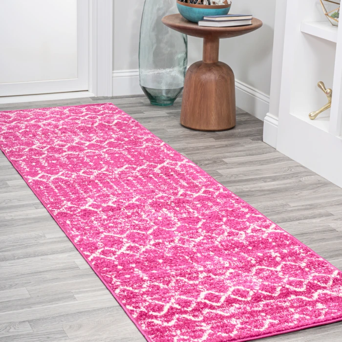 Moroccan HYPE Boho Vintage Diamond Fuchsia/Ivory 2 ft. x 8 ft. Runner Rug