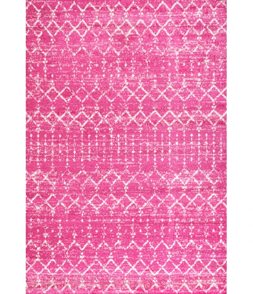 Moroccan HYPE Boho Vintage Diamond Fuchsia/Ivory 8 ft. x 10 ft. Area Rug