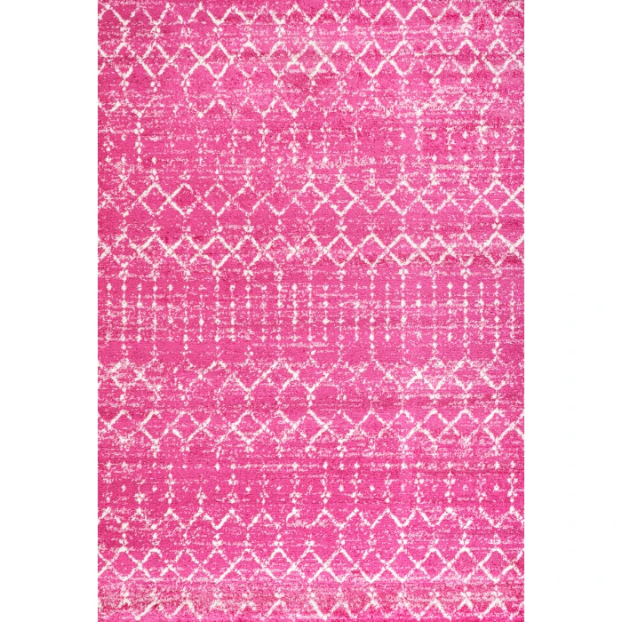 Moroccan HYPE Boho Vintage Diamond Fuchsia/Ivory 4 ft. x 6 ft. Area Rug