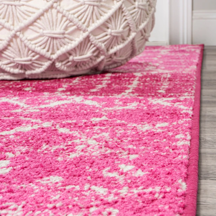 Moroccan HYPE Boho Vintage Diamond Fuchsia/Ivory 4 ft. x 6 ft. Area Rug